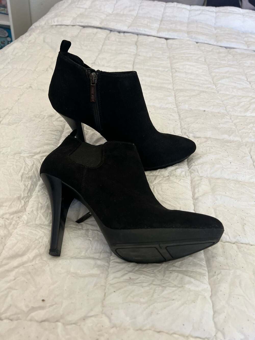 NEW Nine West Black Suede Platform Stiletto Heel Ankle Booties